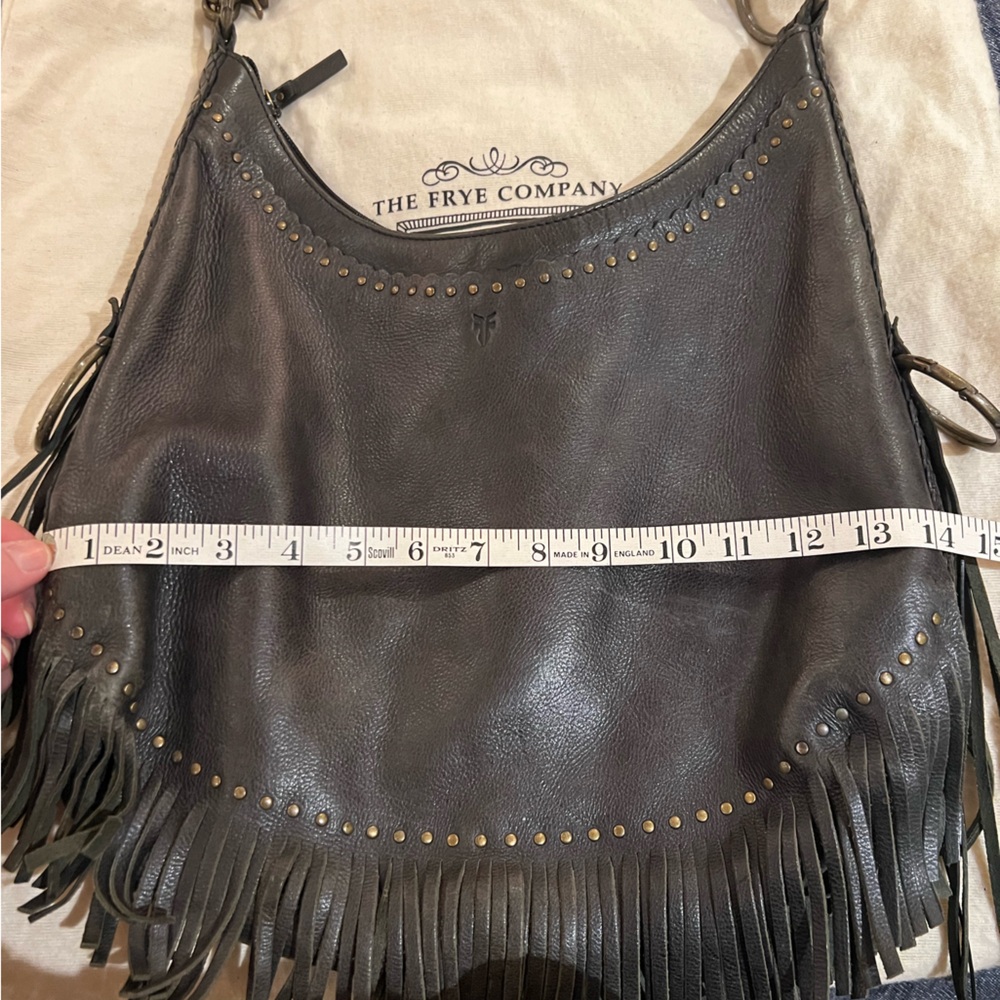 Black Leather Fringe Hobo Bag - Picture 5 of 16